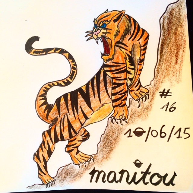 dessin tatouage tigre couleurs