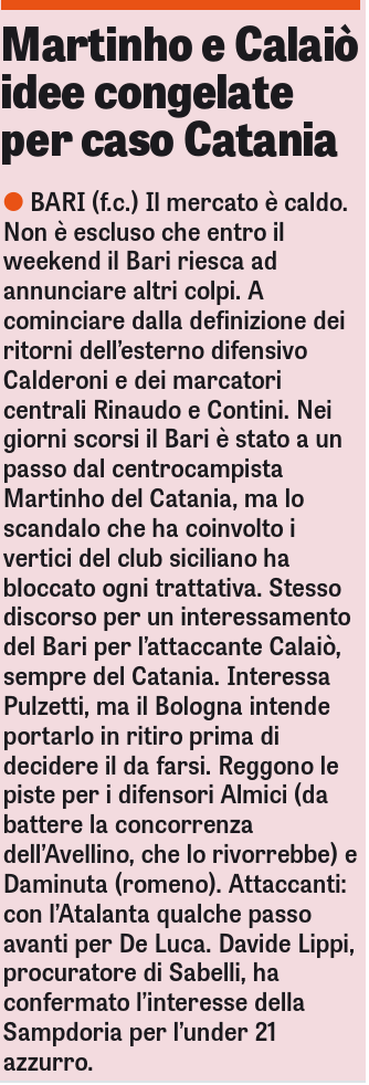 25/06/15 - GdS: Martinho e Calaiò idee congelate per caso Catania    Immagi13