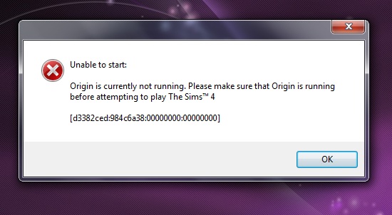 Sims 4: Unable to Start; Origin needs to be running Unable11