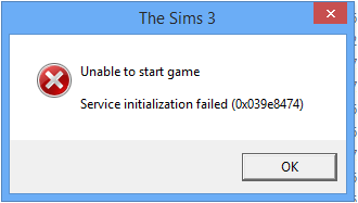 Unable to start game error Sims_310