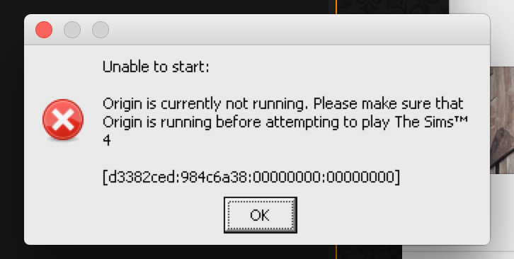 Error: Origin is currently not running [d3382ced:984c6a38:00000000:00000000] Screen11