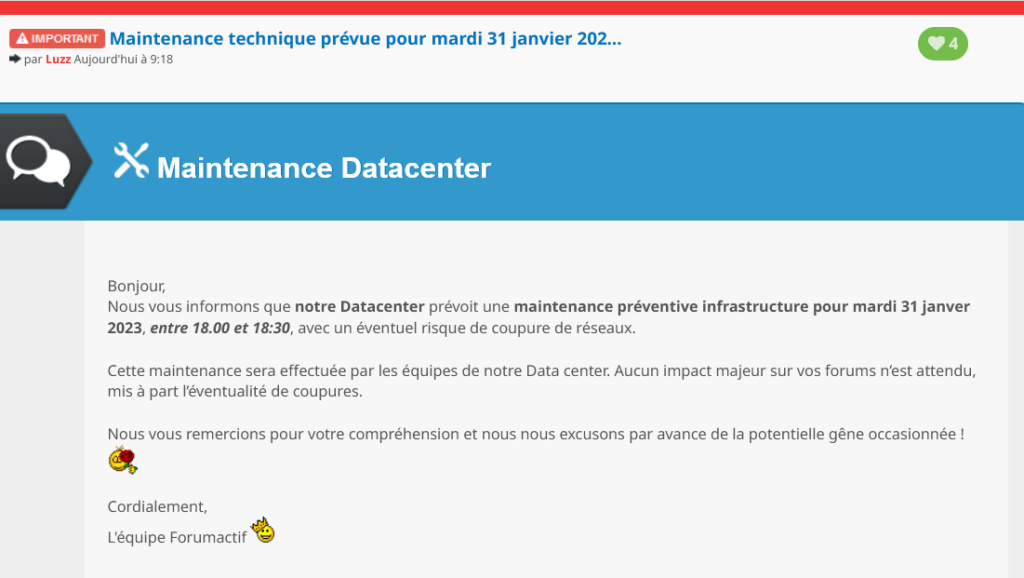 Maintenance du forum Captur29