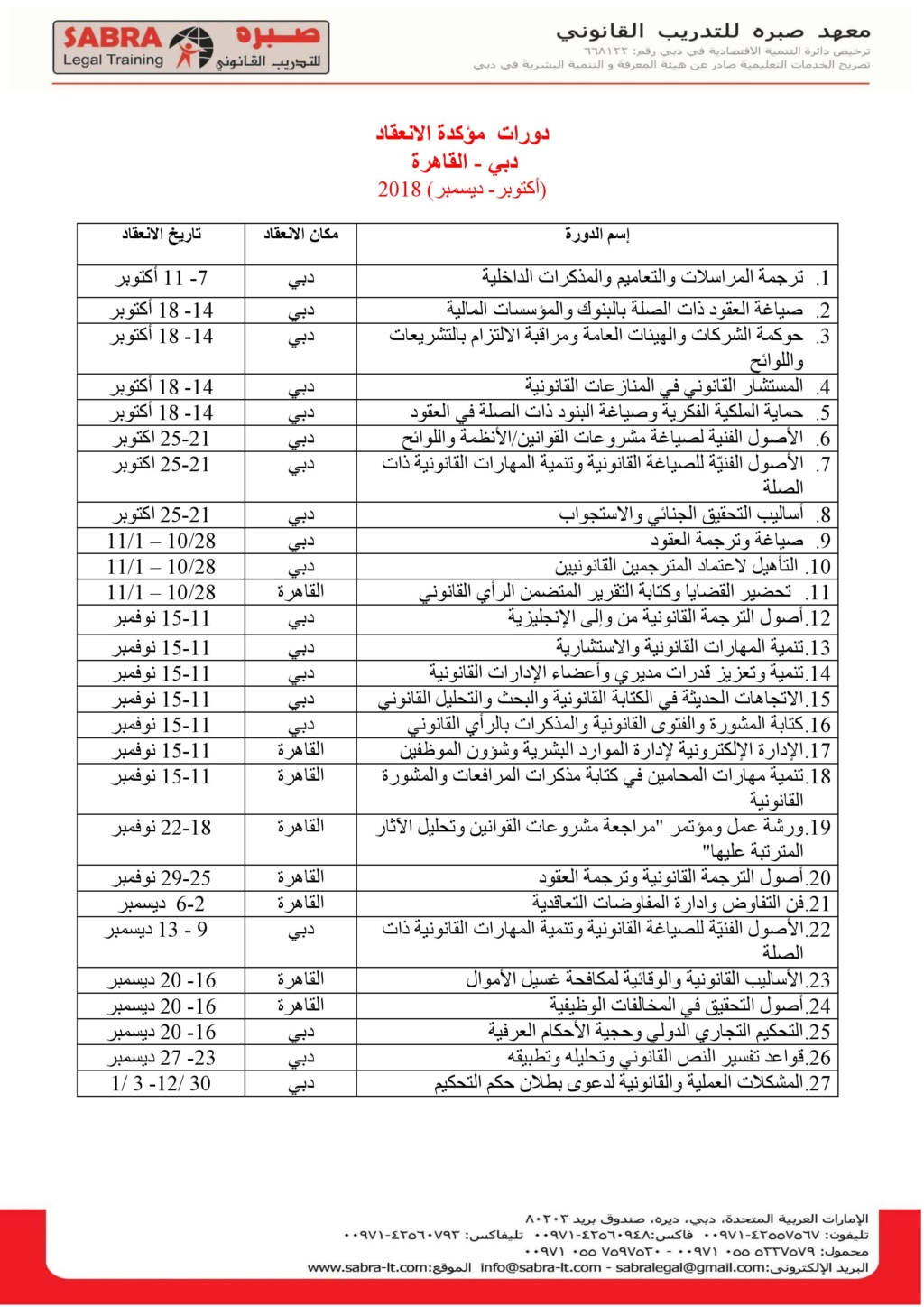 الدورات مؤكدة الانعقاد ( اكتوبر- ديسمبر) 2018 Cio_ai28