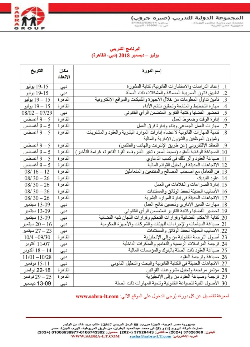 البرنامج التدريبي يوليو- ديسمبر 2018 Traini10