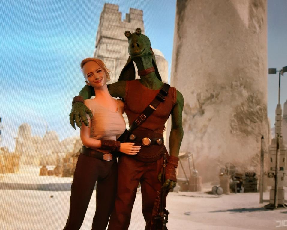 Gungan Bounty Hunter and his Companion Faceap63