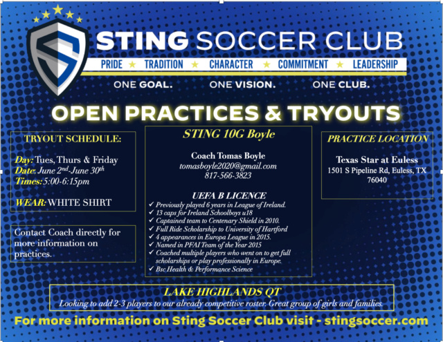 STING 10G BOYLE (F:Evolution 10G) OPEN TRYOUTS IN EULESS Screen14