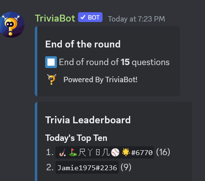 First trivia game in June Trivia10