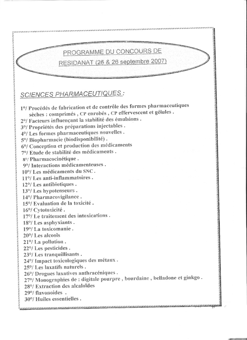 Programme du concours de rsidanat de Constantine Phot210