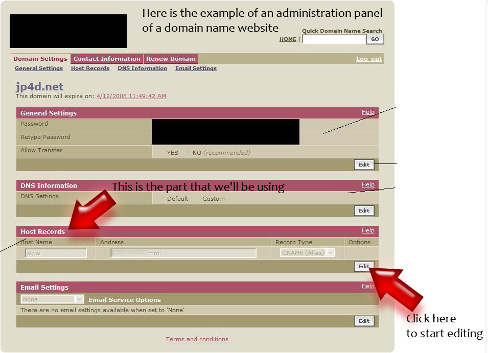 [CNAME] Redirect an extern domain name that you own to your board 210