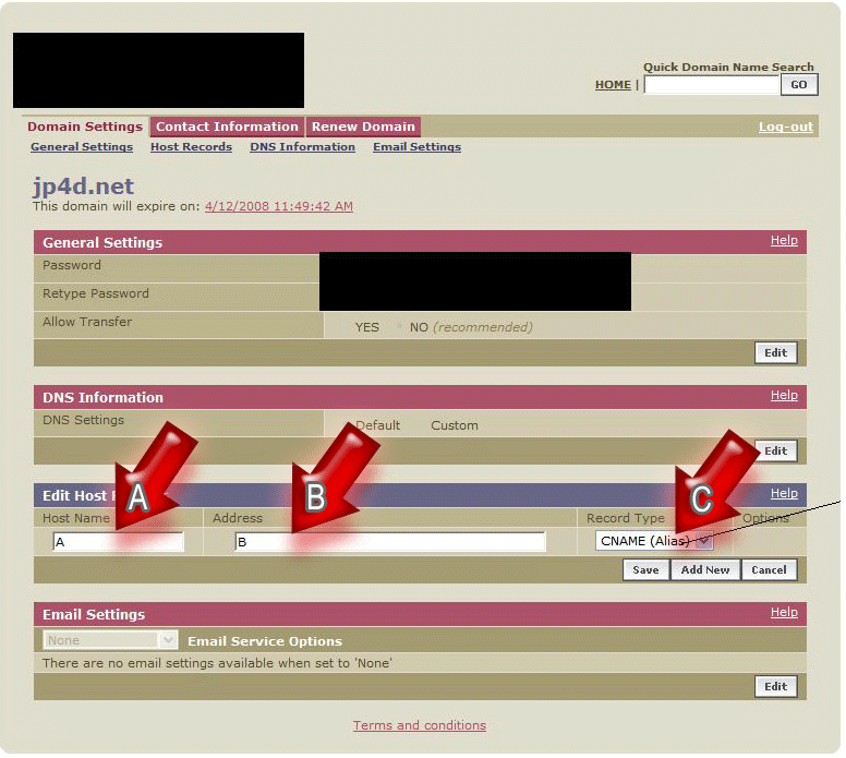 dominio esterno - [CNAME] Reindirizzare un nome di dominio esterno di tua proprietà 310