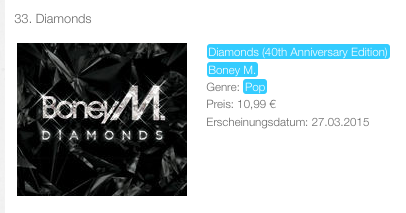 29/03/2015 Boney M. Diamonds - iTunes TOP100 German10