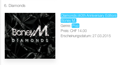 29/03/2015 Boney M. Diamonds - iTunes TOP100 Switze15
