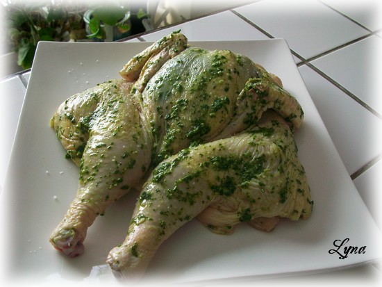 Poulet en crapaudine au pesto Poulet10