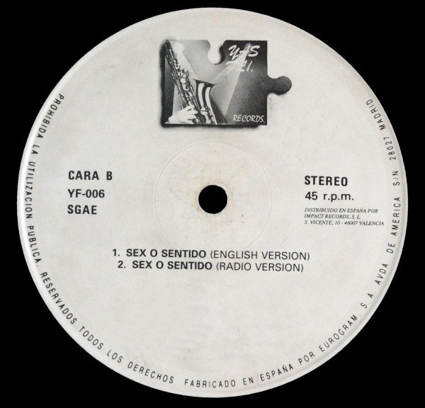 Bravo & DJ's - Sex o Sentido  12" vinyl 1989 FLAC  B14