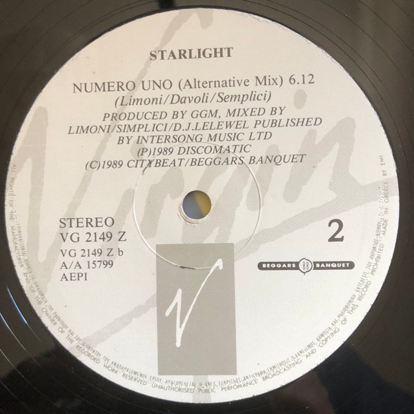 Starlight Numero Uno 12" vinyl 1989 FLAC  Side_126