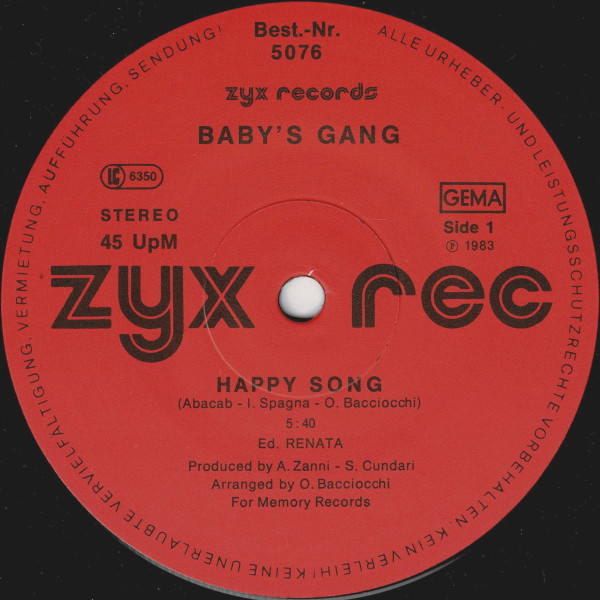 Baby's Gang  Happy Song 12" 1983 FLAC Side_180