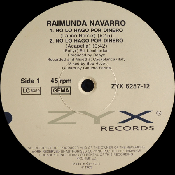 Raimunda Navarro - No Lo Hago Por Dinero 1989 vinyl flac 12"  Side_247