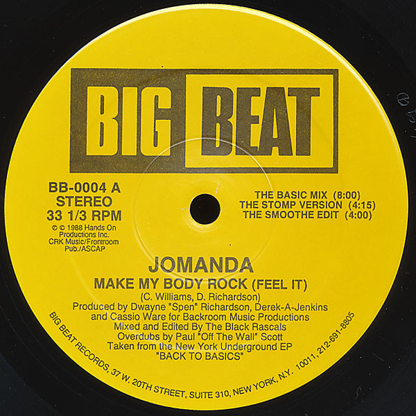 Jomanda - Make My Body Rock vinyl promo 12" 1988 AAC Side_302