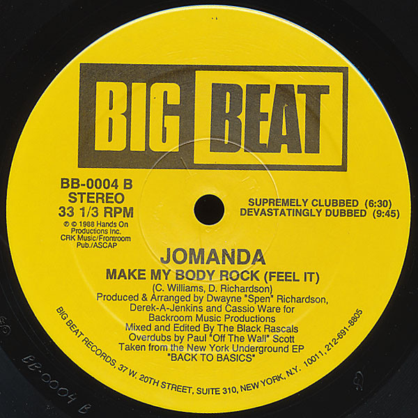 Jomanda - Make My Body Rock vinyl promo 12" 1988 AAC Side_303