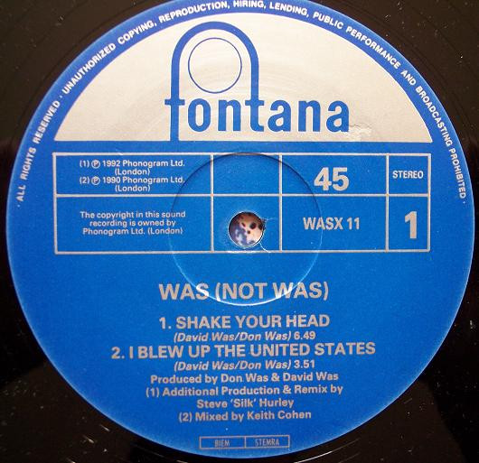 Was (not ) Was Shake Your Head vinyl  12" 1992 AAC Side_334