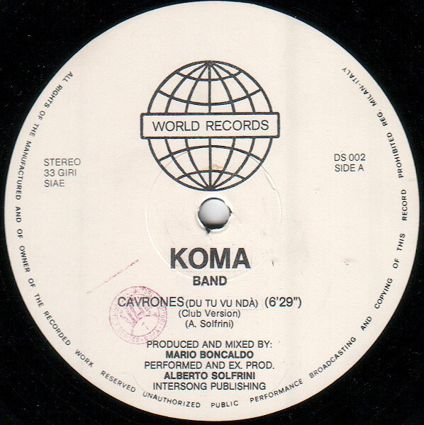 Koma Band – Cavrones (Du Tu Vu Ndà) vinyl 12" 1983 AAC  Side_383