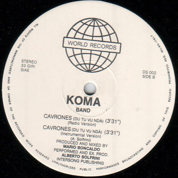 Koma Band – Cavrones (Du Tu Vu Ndà) vinyl 12" 1983 AAC  Side_384