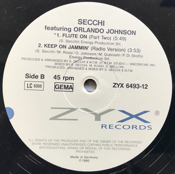 Secchi feat.Orlando Johnson . - Keep On Jammin 12" vinyl 1990 mp3 Side_b65