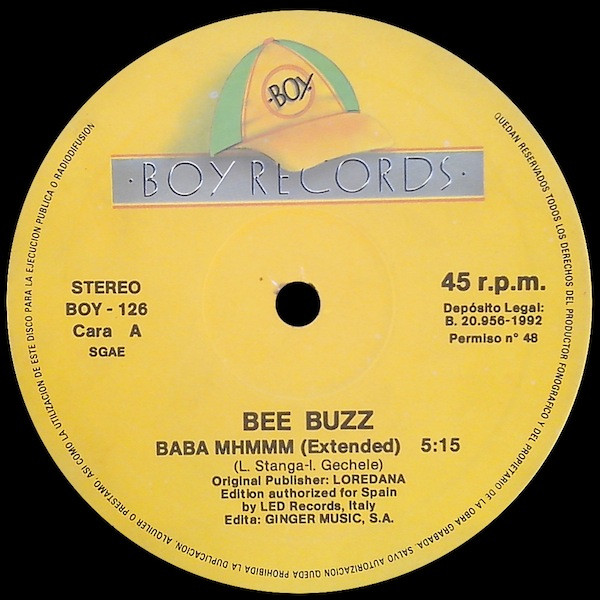 Bee Buzz _– Baba Mhmmm 12" vinyl 1992  Side_b90
