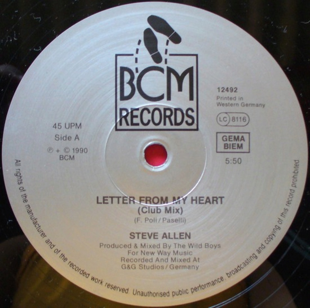 Steve Allen - Letter From My Heart 1990 12" vinyl  Sideb13