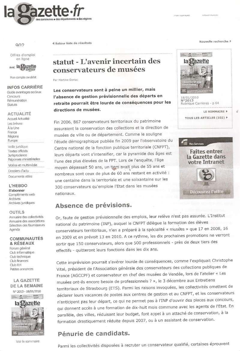AGCPF - L'avenir incertain des conservateurs de musées - La Gazette des Communes - 18.01.2010 Voeux_10