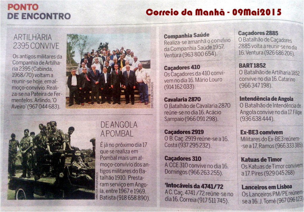 Encontros Convívios de ex-Militares Portugueses, in Correio da Manhã, de 09Mai2015 Encont11