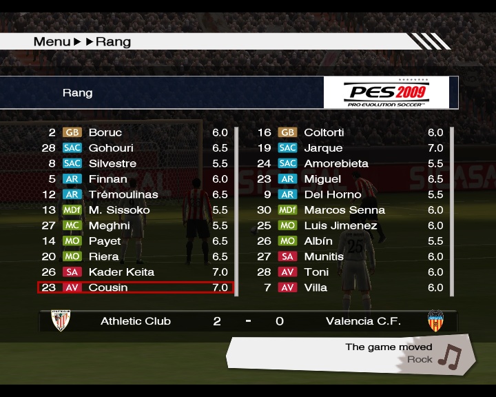 13ème Journée. [> Résultat <] Pes20075