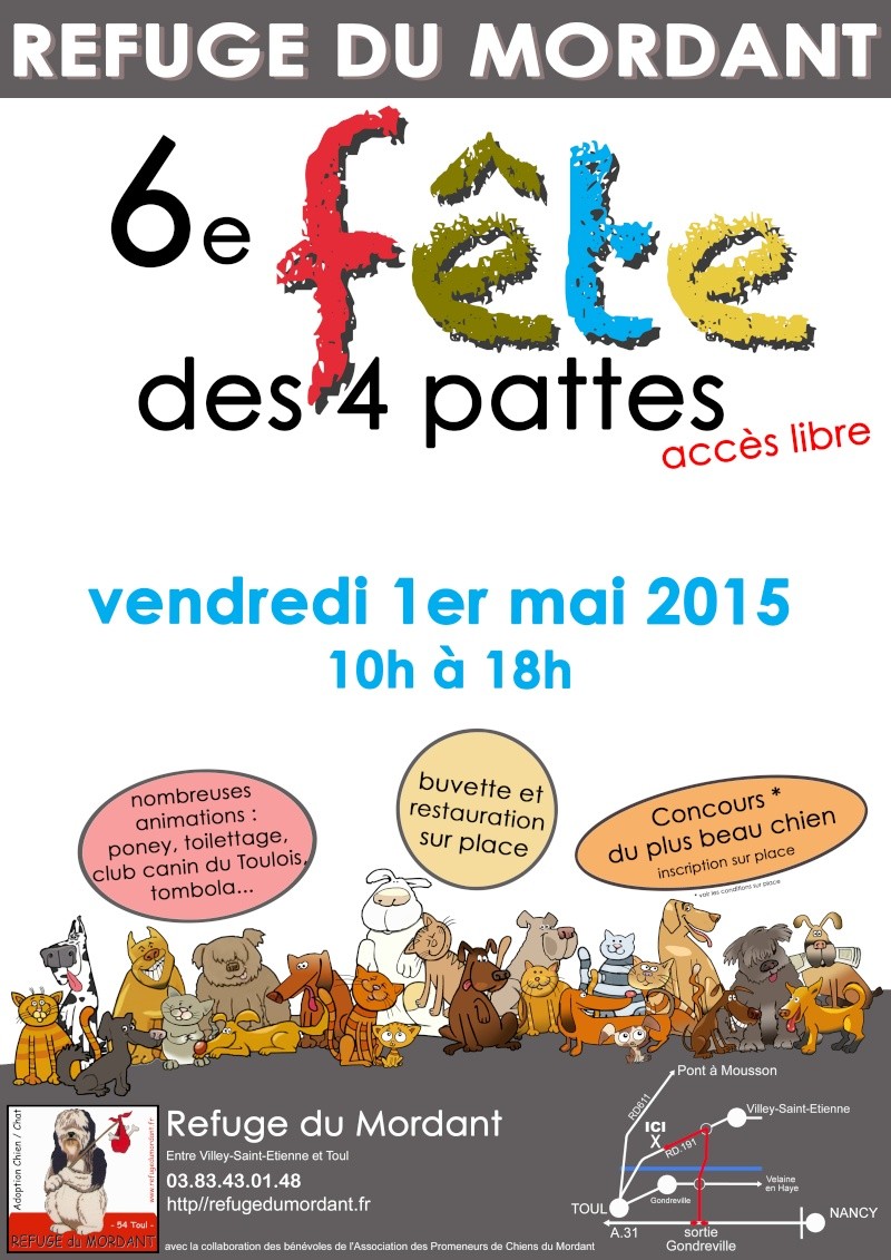 fête des 4 pattes du Refuge du Mordant 1er mai 2015 Affich10