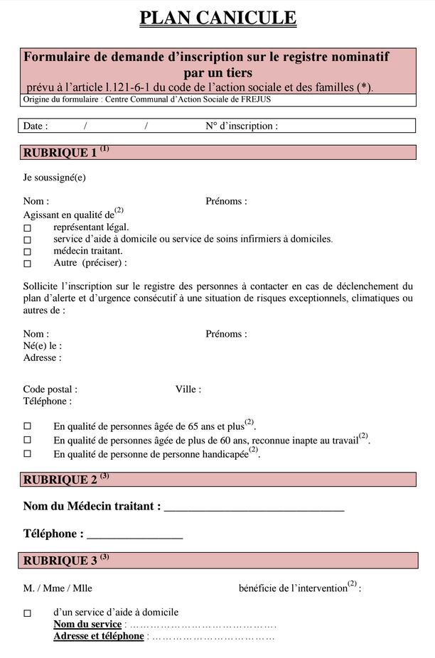 S'inscrire sur la liste de veille en cas d'alerte Canicule Canicu10