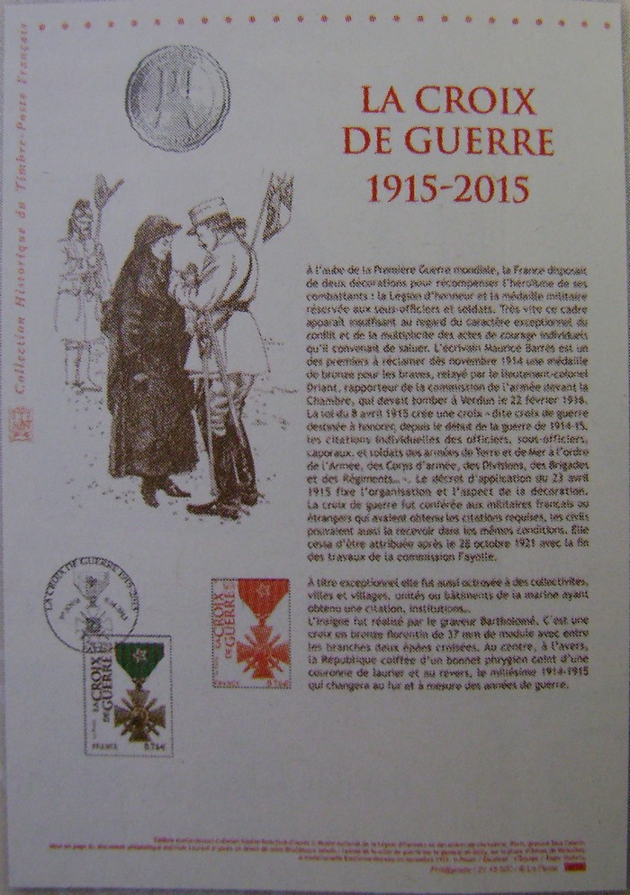 Timbre poste commémoratif de la Croix de Guerre. Dsc00016