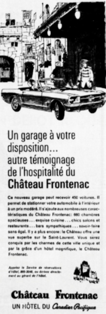 Publicité du Château Frontenac à Québec en 1965 1965_m10