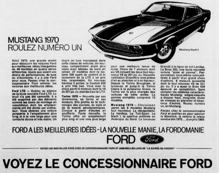 Publicité de la Mustang 1970 en français 1970_m11