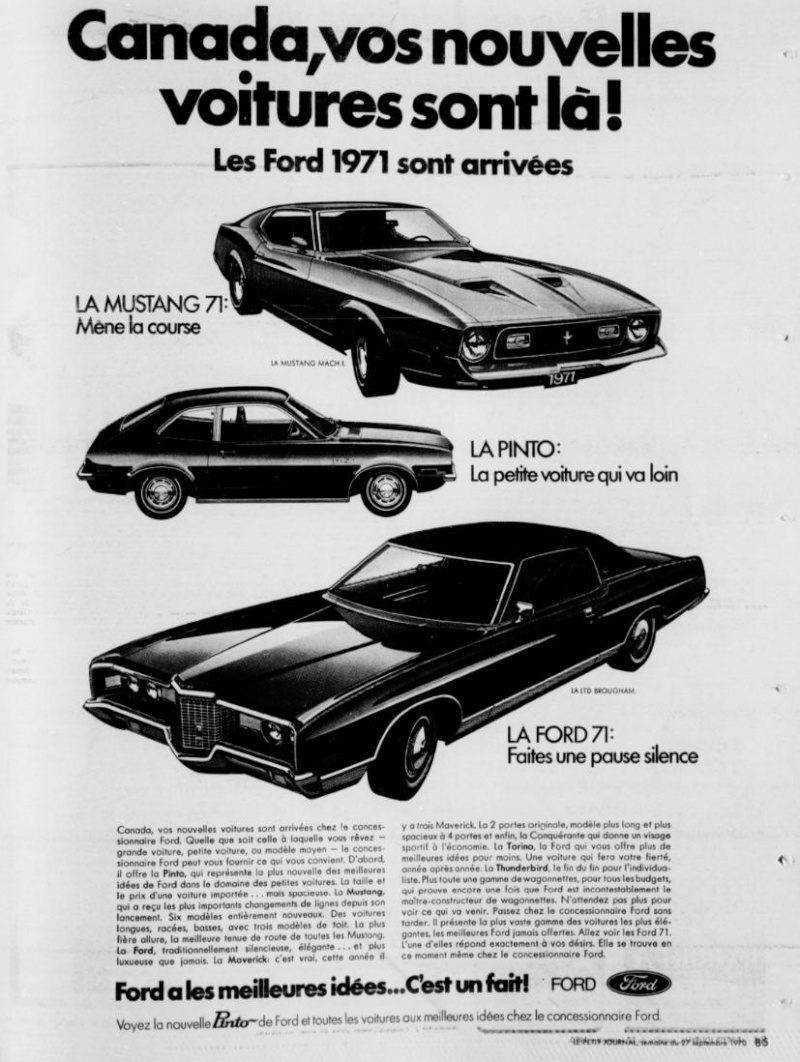 Publicité de la Mustang 1971 en français Nouvel12