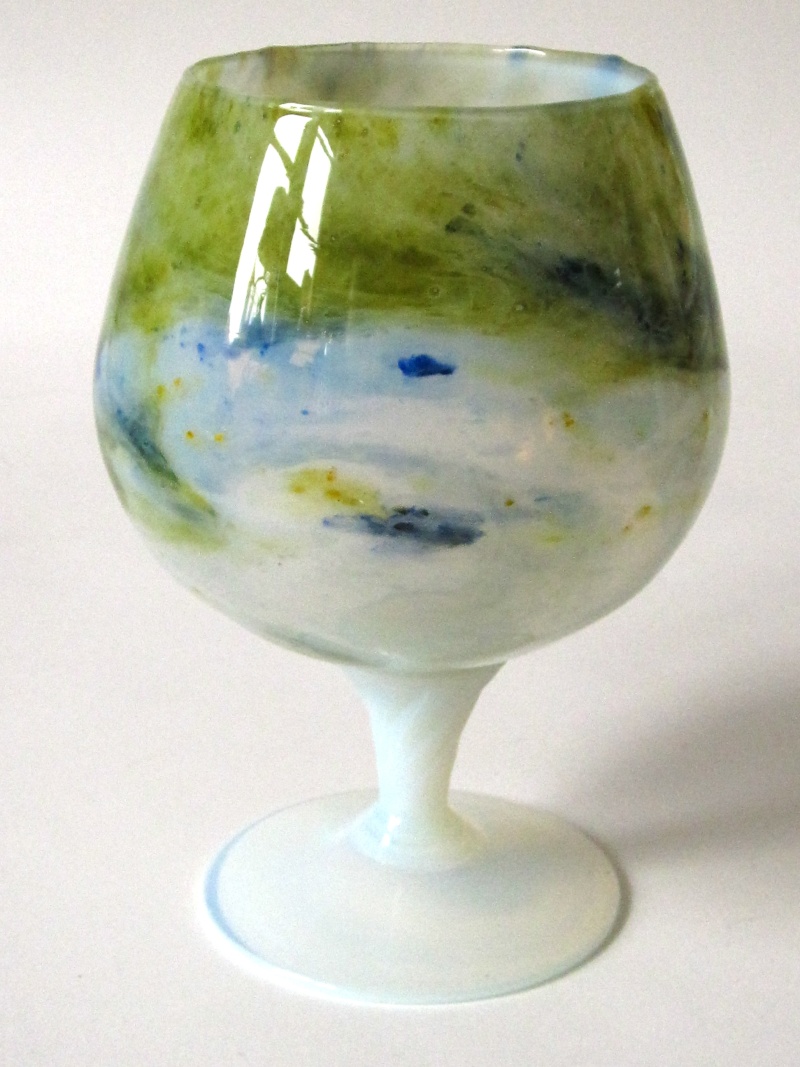 Unusual Hand Blown, Opalescent Snifter / Goblet Img_1416