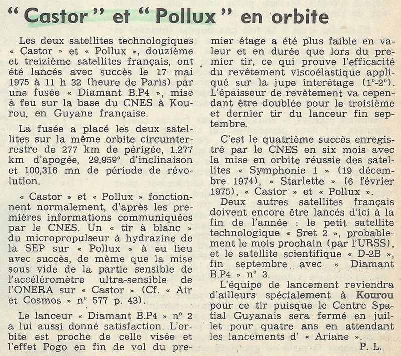 17 mai 1975 - Castor et Pollux - Diamant BP4 n°2 75052410