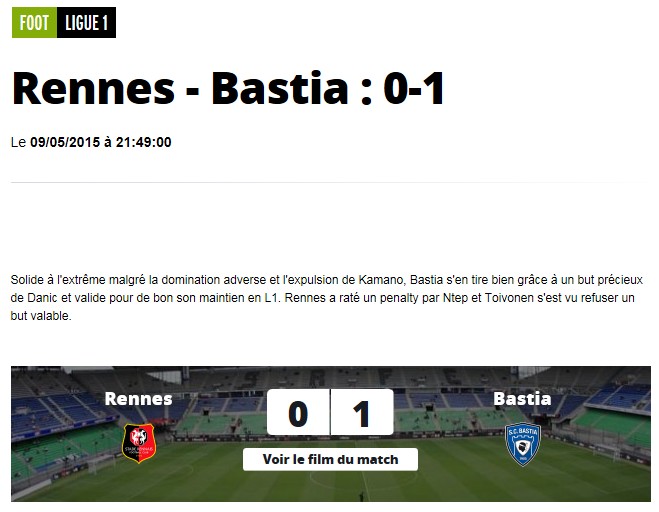 Après match : Rennes - Bastia S95