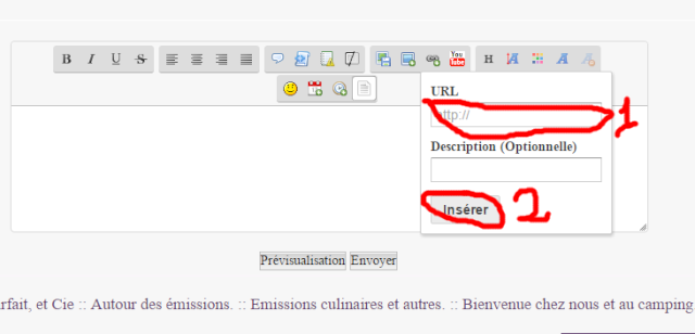 Insérer un lien dans un message. Captur11