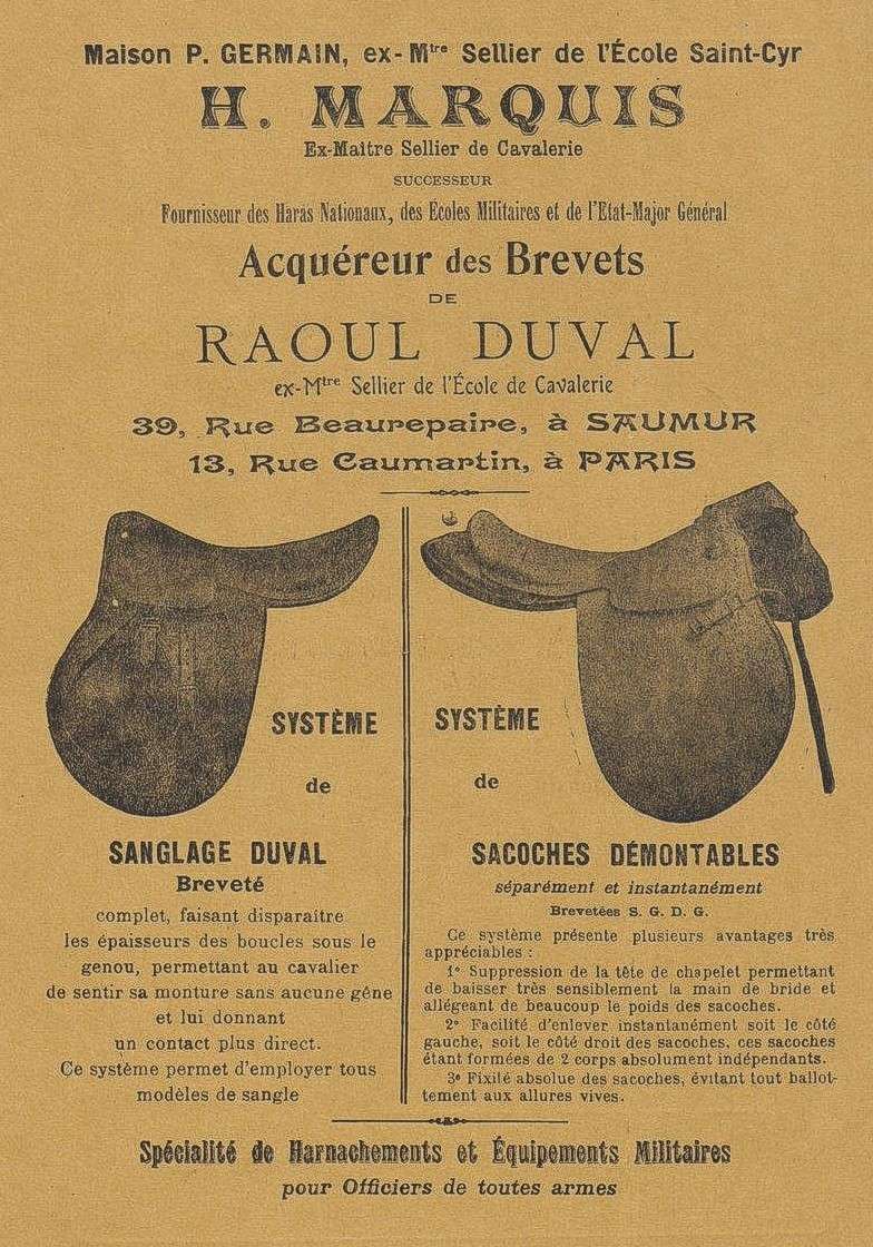Les selles d'Officier Modèle 1884 Système DUVAL  Pub_sy10
