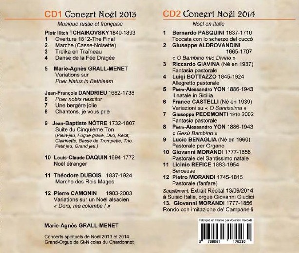 Double CD concerts de Noël 2013 et 2014_Marie-Agnès Grall-Menet Dos_do10