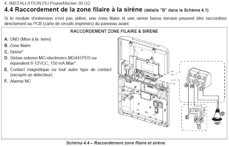 Sortie sirène 12V alarme VISONIC et SECOM Sirene10