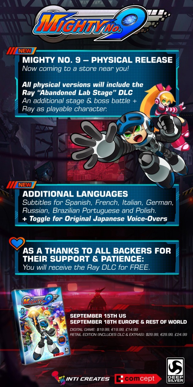 Mighty No. 9 Is Headed To Wii U This September, With A Physical Retail Version Confirmed As Well! 630x12