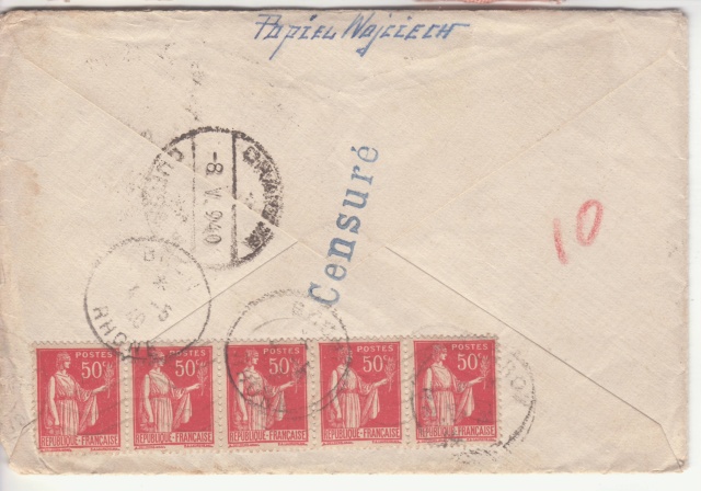 Cachet linéaire "Censuré" sur plis du Bataillon de l'air 145 vers la Roumanie en mai 1940 _2001910