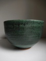 Stoneware bowl, two tone mottled green glaze, two impressed marks... Dscn2420