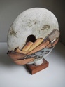 Large plinth mounted ceramic sculpture signed Sylvia '84 Troika-esque Dscn2512