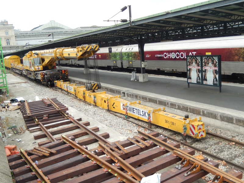 Un train de travaux à Paris-Est avec une grue SWIETELSKY; Dscn5517